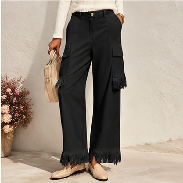 1c765592-6dbf-494c-84ec-bc9b75f791d1.jpg Suede Fleece Tassel Loose-Fit Slimming Workwear Wide-Leg Pants For Women