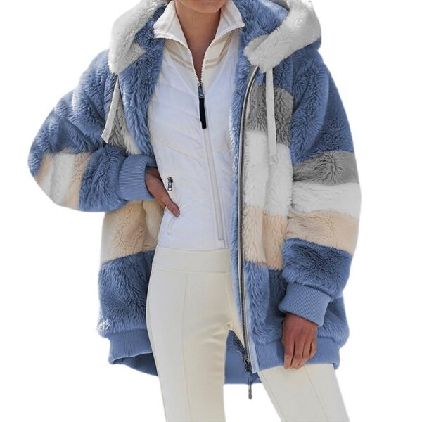 Women's Fallwinter Loose-fitting Plush Multi-color Hooded Coat
