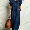 Summer 2026 Women's New Round Neck Ruffled Casual Seaside Vacation Dress From Europe And America