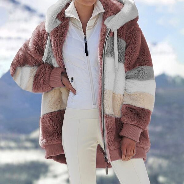 Women's Fallwinter Loose-fitting Plush Multi-color Hooded Coat