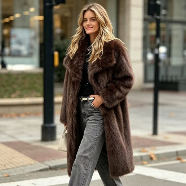 5dfdc4e7-767f-47eb-8b33-7a88397abca3.jpg Fur Large Lapel Long Faux Fur Coat Long Stylish Faux Fox Fur Coat Mid-length Style