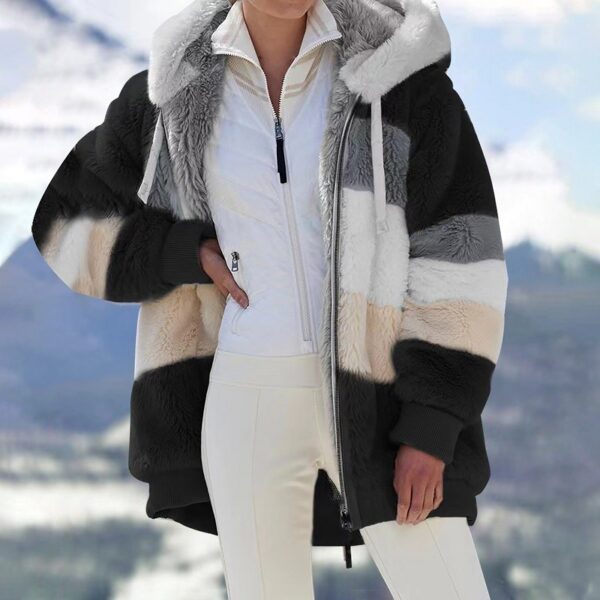 Women's Fallwinter Loose-fitting Plush Multi-color Hooded Coat