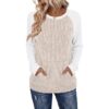 92fa0e52-e643-4b41-b0c7-e6ad2299d066.jpg Round-neck Color-block Pocket Brushed Long-sleeve Loose-fitting Top