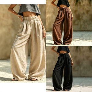 Fashionable Casual Loose-fitting Versatile Pants With Pockets And An Elastic Waistband