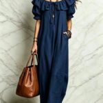 Summer 2026 Women's New Round Neck Ruffled Casual Seaside Vacation Dress From Europe And America