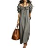 Summer 2026 Women's New Round Neck Ruffled Casual Seaside Vacation Dress From Europe And America