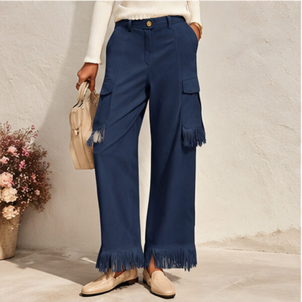 e4b0ea0e-c958-4b81-b767-908aa530b5f9.jpg Suede Fleece Tassel Loose-Fit Slimming Workwear Wide-Leg Pants For Women