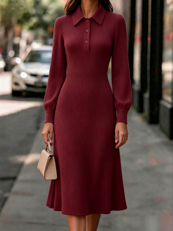Womens Solid-color Casual Versatile Dress