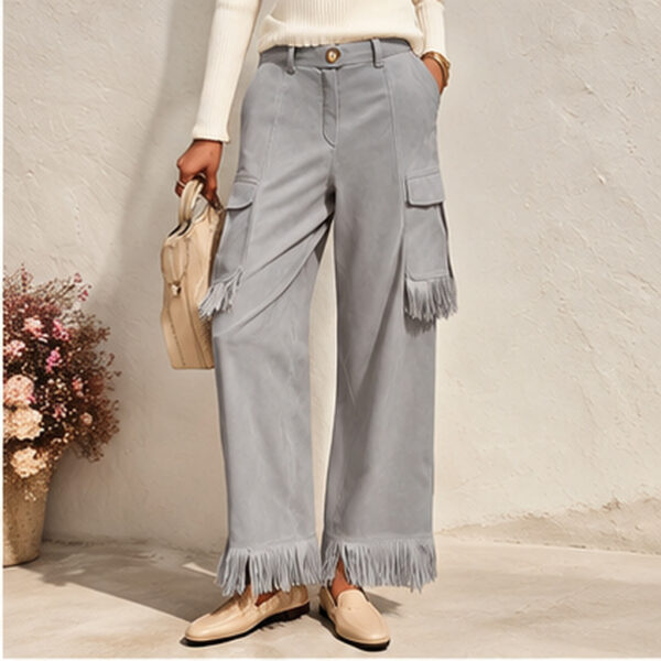 fe229fc0-2929-439a-ad43-19d0eae0798d.jpg Suede Fleece Tassel Loose-Fit Slimming Workwear Wide-Leg Pants For Women